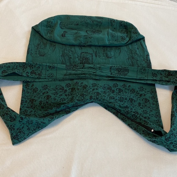 Green Printed Crossbody Shoulder Hippie Boho Messenger Cotton Bag - Picture 8 of 13